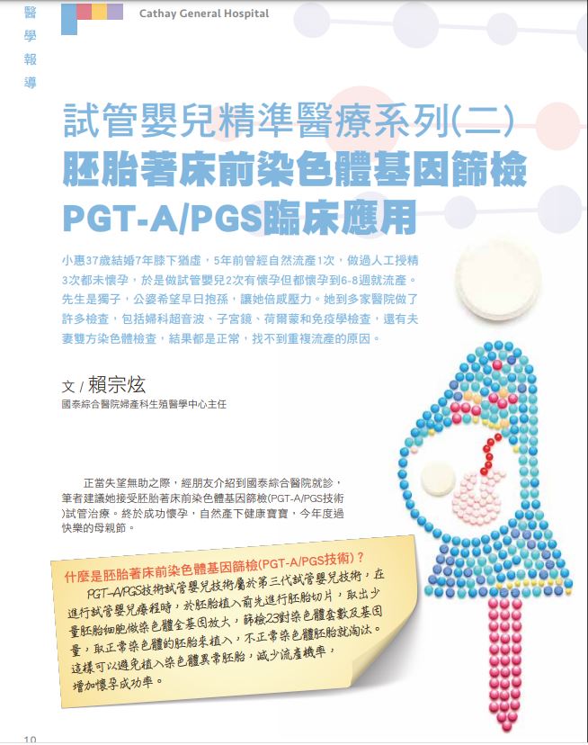 胚胎著床前染色體基因篩檢PGT-A/PGS臨床應用