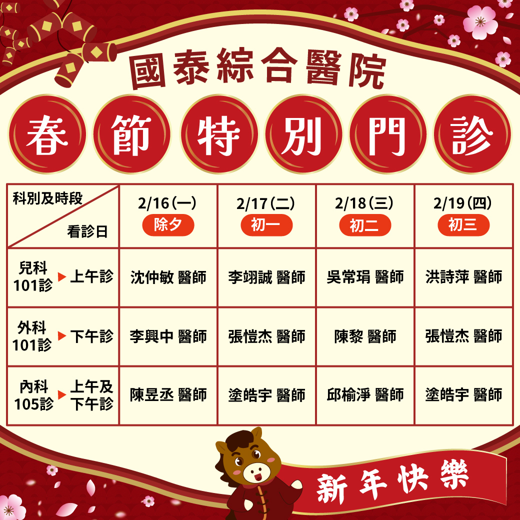 115年農曆春節特別門診